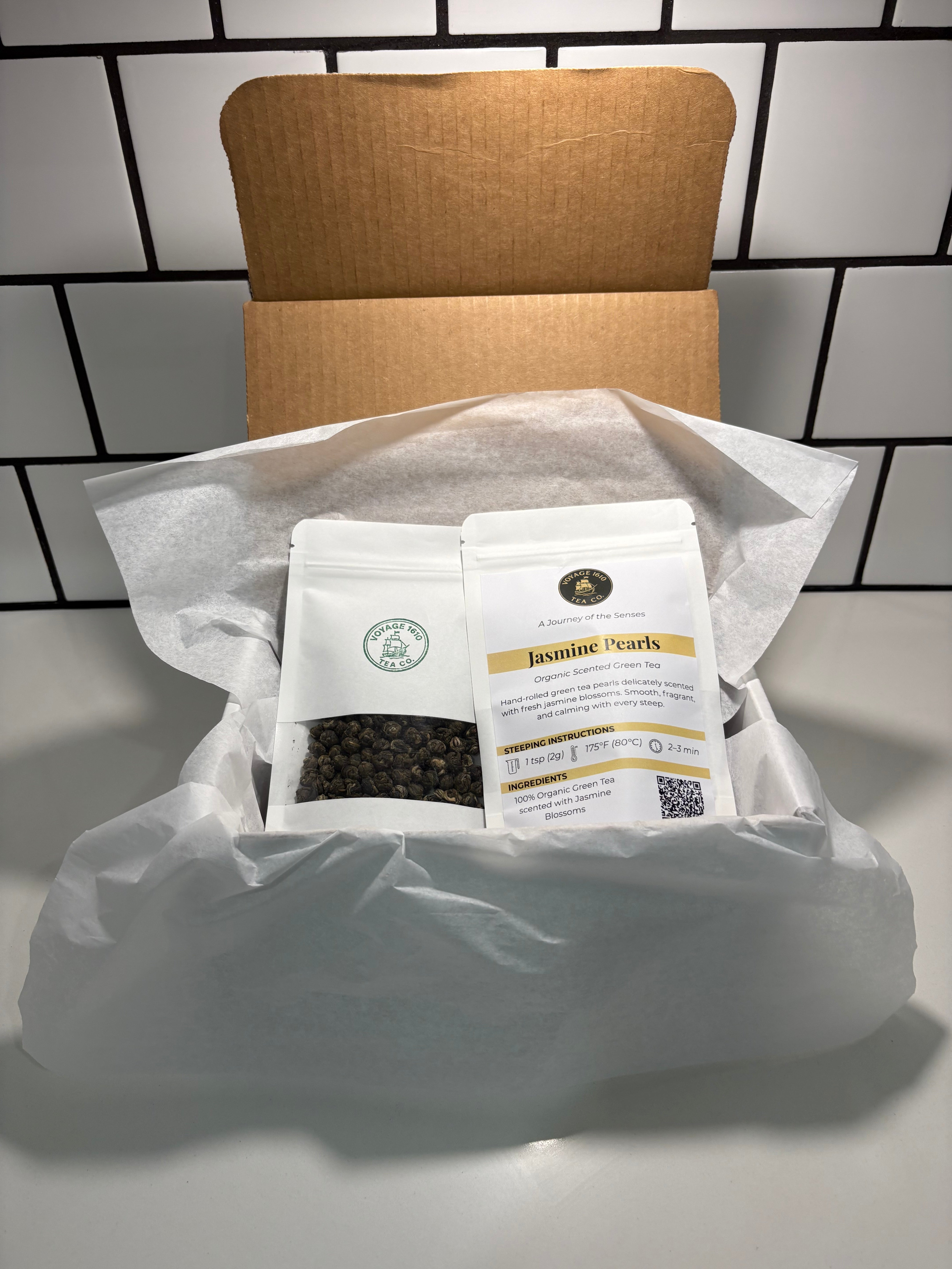— organic loose leaf tea in Voyage 1610 packaging