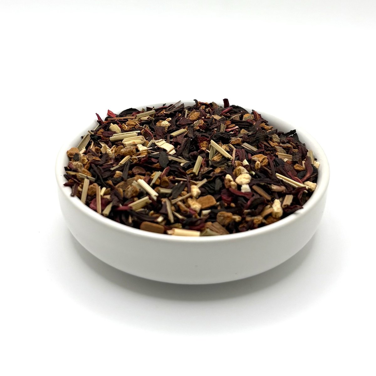 Organic Herbal Seasons loose leaf tea side view in bowl