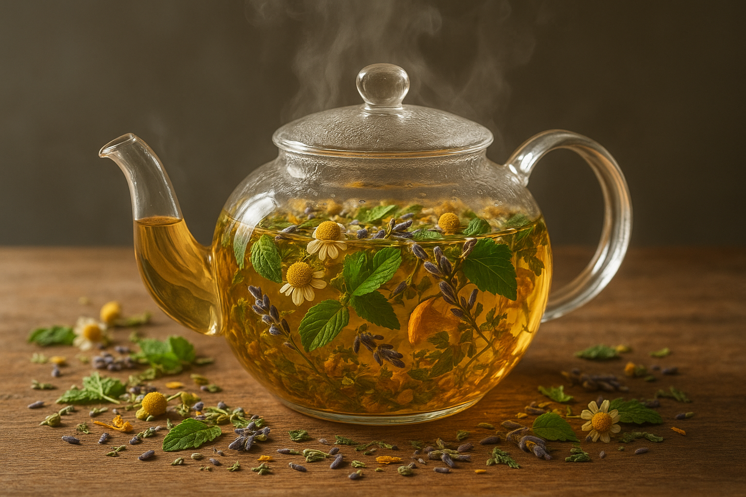 tea herbs steeping