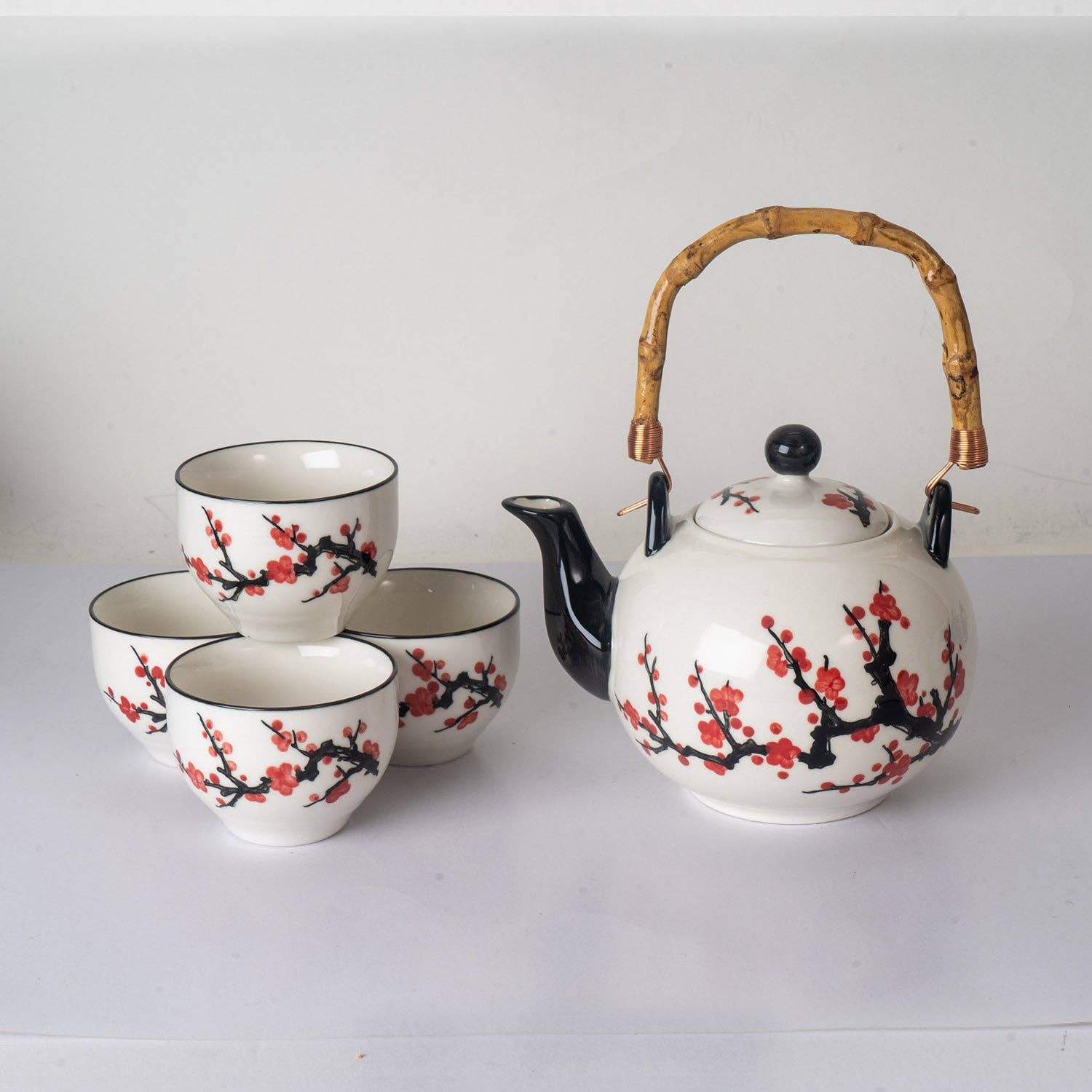 Cherry Blossoms Tea Set 30 oz Tea Pot with 4 Cups