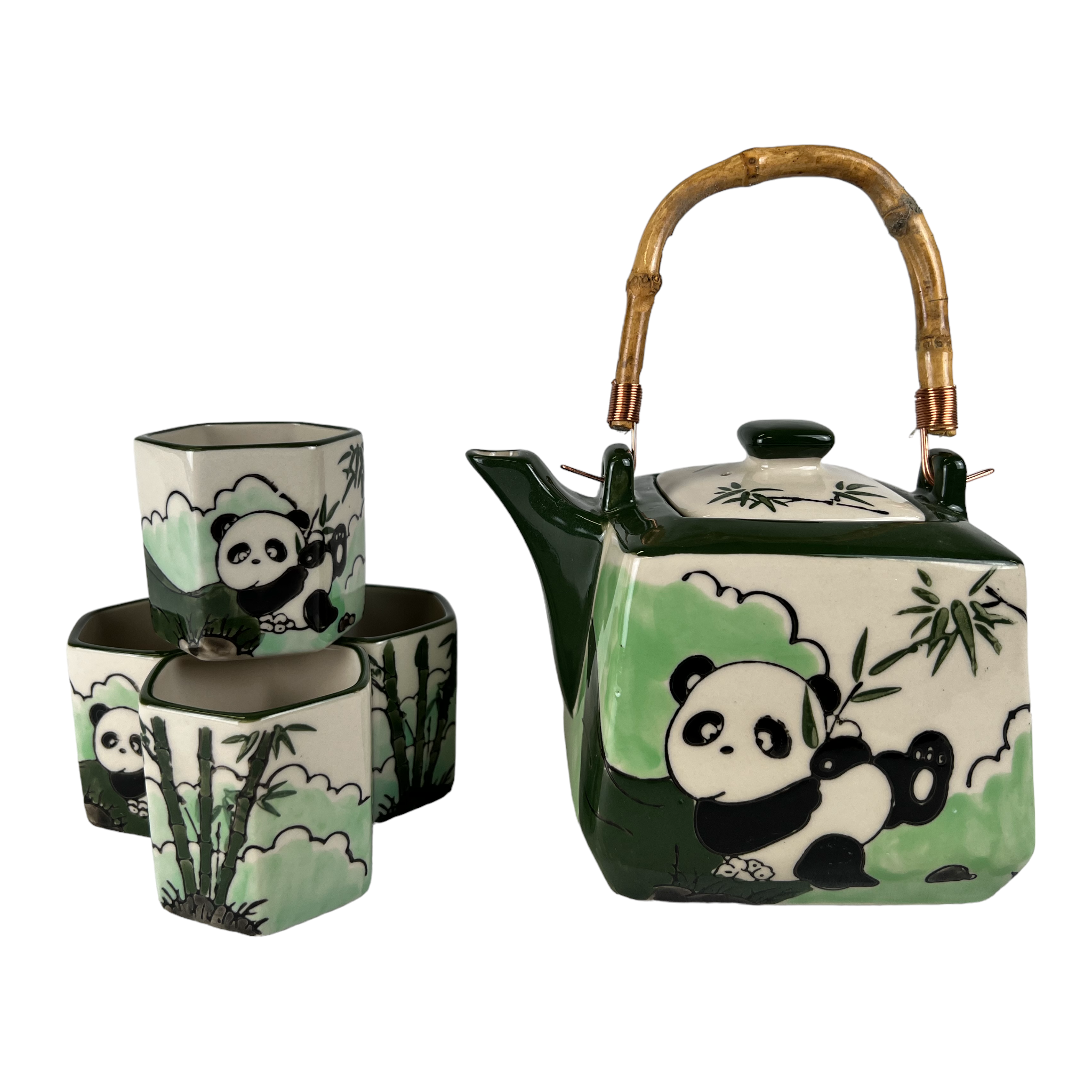 Playful Panda Tea Set 20oz Tea Pot with 4 Hexagon Cups (4/8) — Voyage 1610 teaware