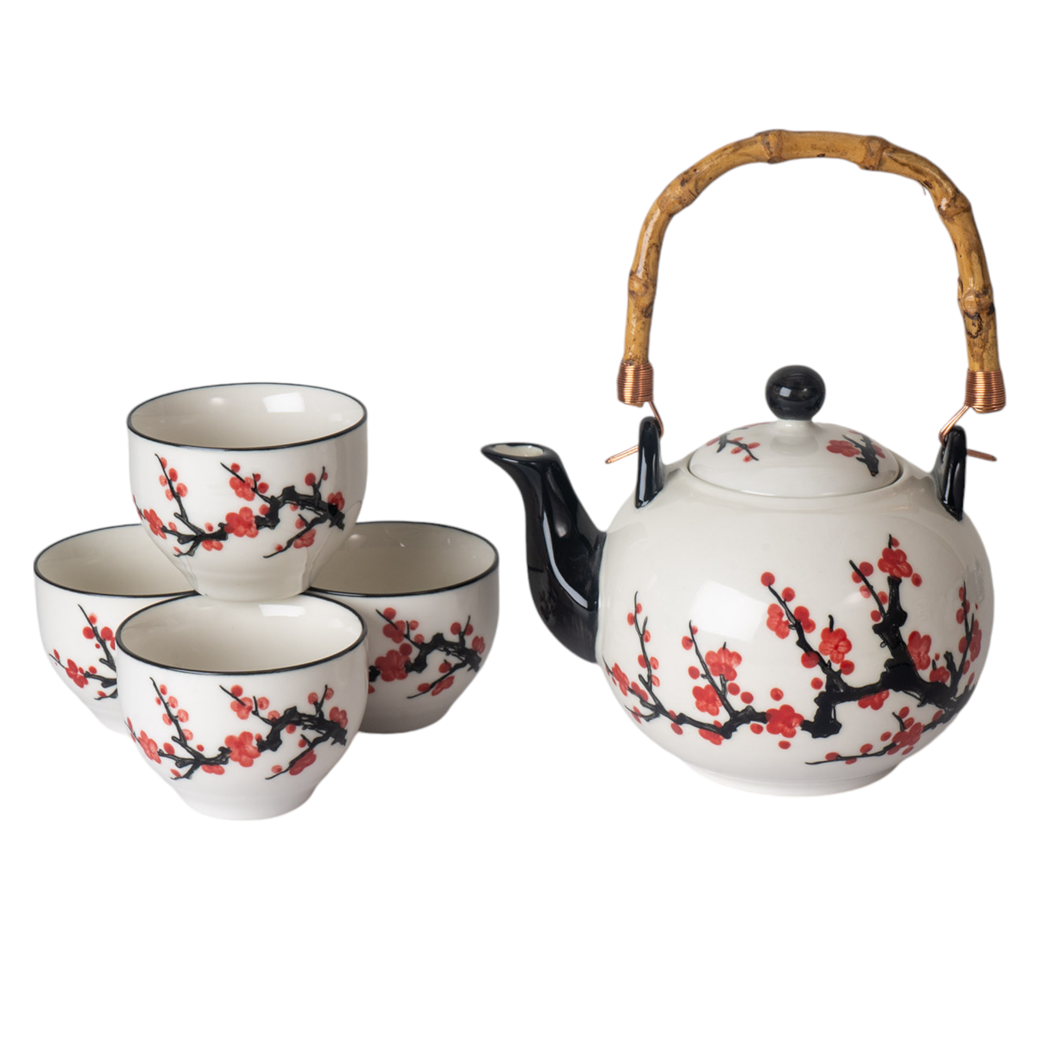 Cherry Blossoms Tea Set 30 oz Tea Pot with 4 Cups