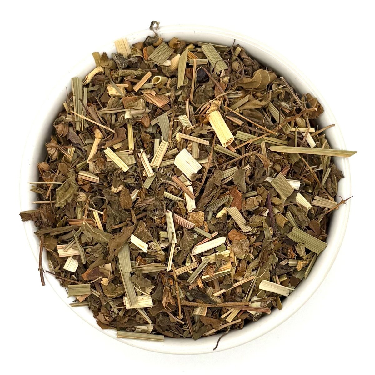 Top view of Organic Tulsi Signature Spice herbal tea in bowl